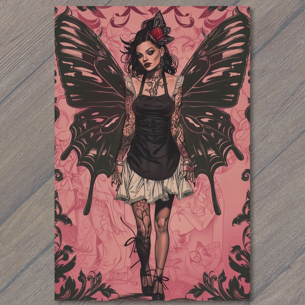 STICKER Girl Death Moth Goth Weird Creepy Pink Tattoos Nightmare Scary Unusual
