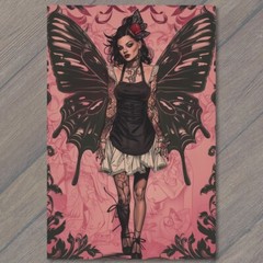 STICKER Girl Death Moth Goth Weird Creepy Pink Tattoos Nightmare Scary Unusual