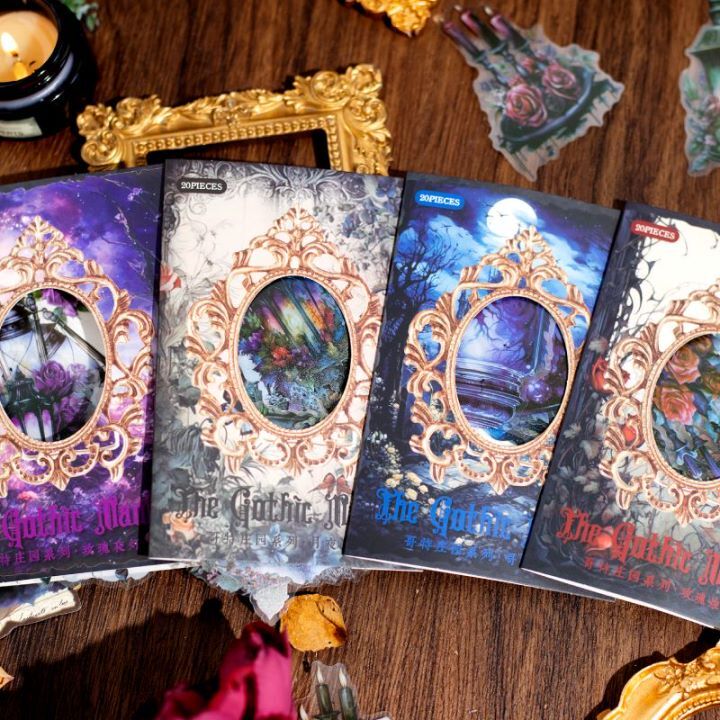Gothic Manor PET Stickers 20PCS Adult Vintage Scrapbooking DIY Craft Halloween