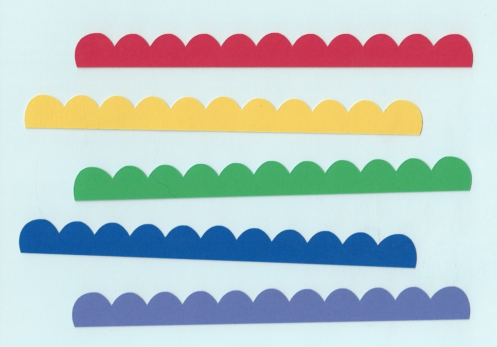 Border Die Cuts, Scallop Border Die Cuts, 10 pcs., 8″ long, ANY COLOR, Cards