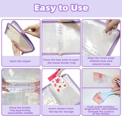 Purple A5 Sticker Organizer Binder with Glitter Stars Cover