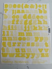 Making Memories Large Yellow Pattern Upper/Lower Case ABC/123 Scrapbooking