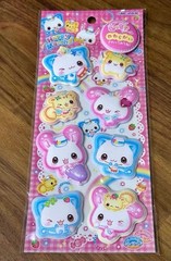 Kamio Japan Kawaii Happy March Rabbit Cat Extra Puffy Sticker Sheet