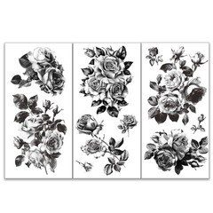 OLYCRAFT 3pcs/Set Black and White Rose Rub on Transfers Roses