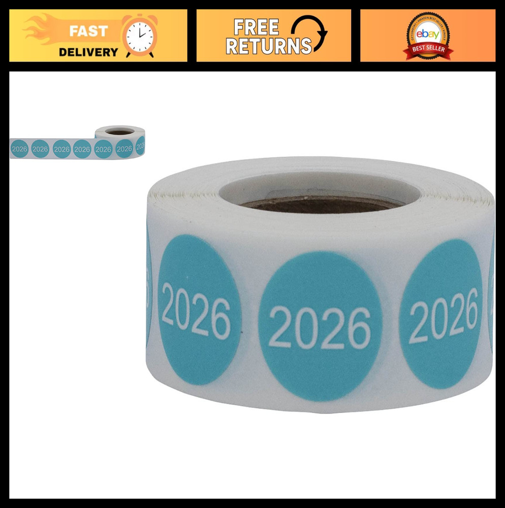 2026 Year Stickers – Teal Round Labels 0.75″ – 500 Pack for Office, Home & Organ