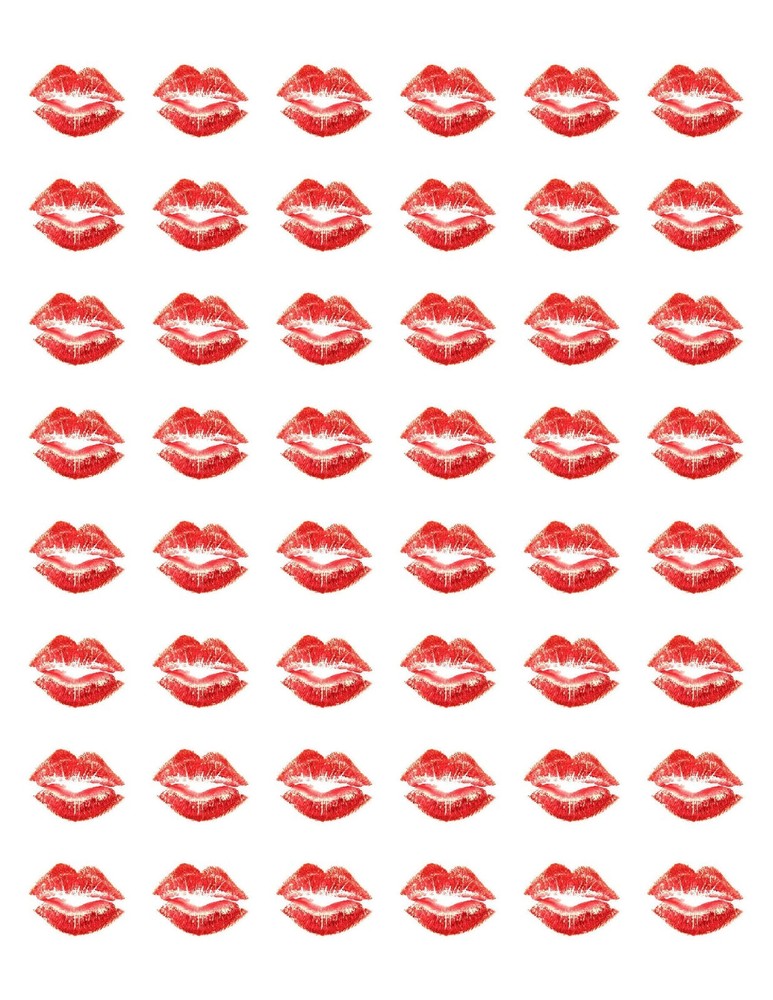48 VALENTINES RED LIPS KISS ENVELOPE SEALS LABELS STICKERS 1.2″ ROUND