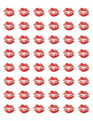 48 VALENTINES RED LIPS KISS ENVELOPE SEALS LABELS STICKERS 1.2″ ROUND