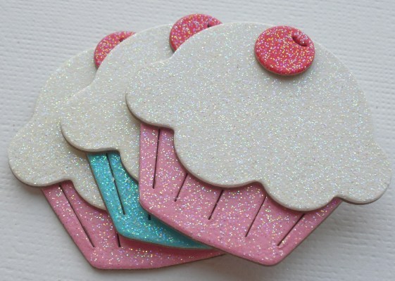 {6} SPRiNKLES – PiNK & BLUE GLiTTER Cupcakes Chipboard Die Cuts