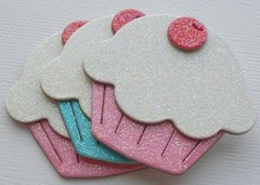{6} SPRiNKLES – PiNK & BLUE GLiTTER Cupcakes Chipboard Die Cuts