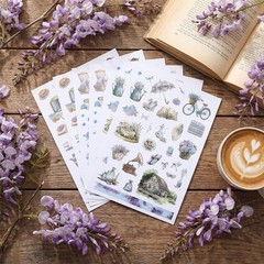 Eaasty 930 Pcs Wisteria Spring Stickers Natural Purple Flower Vinyl Colorful