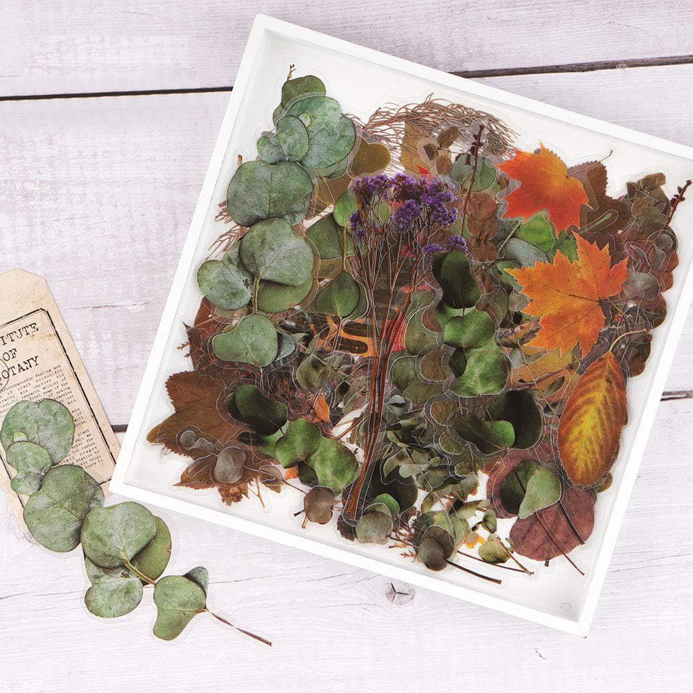 80 PCS Large Vintage Fall Leaf Stickers, Flower and Leaves Stickers Set, Autumn
