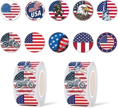 American Flag 4th of July Dot Stickers Roll500 x 2 pcs,1 in | Patriotic Flag…