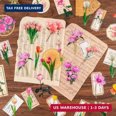 320Pcs Flower Stickers, Cute Vintage Floral Sticker for Kids, Clear Wildflower S