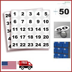 Vinyl Self Adhesive Number Stickers 1-50 for Inventory Management 1.5-inch