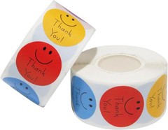 500 Pcs Smiley Thank Pink, Navy, Red, Green, Blue, Purple, Yellow, Dark Blue