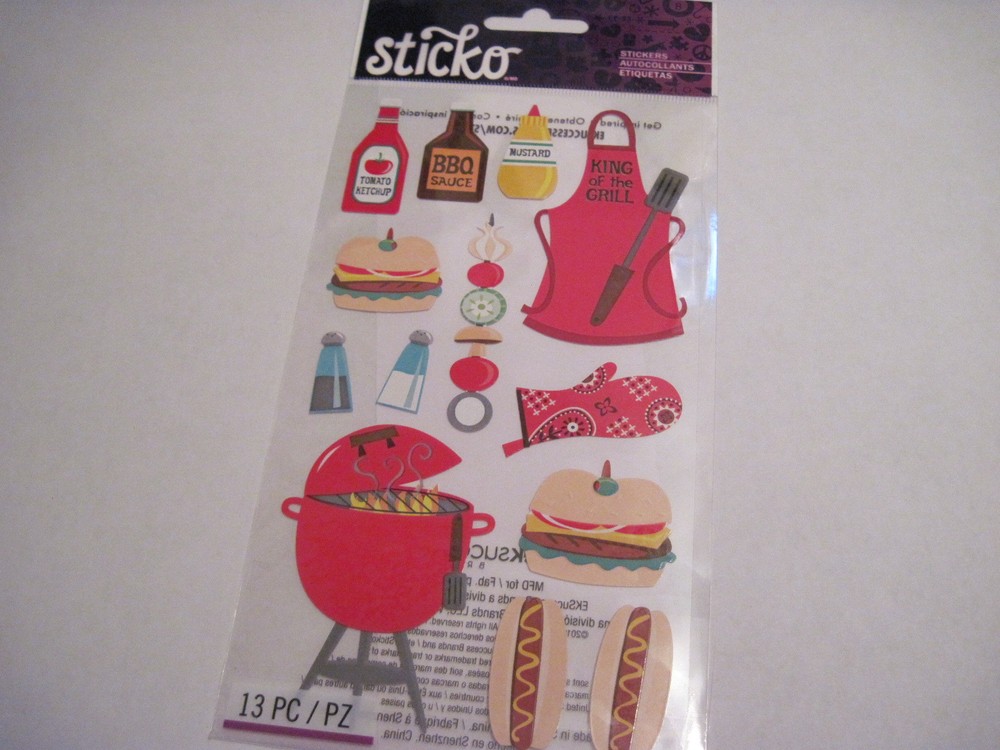 Scrapbooking Crafts Stickers EK Success Sticko King of the Grill Apron BBQ Food