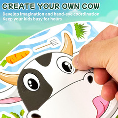 Cow Stickers 24 Pcs Make-A-Face Mix and Match Sticker Sheets for Kids Cute Cow P