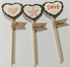 I LOVE YOU CHOCOLATE LOLLIPOP Embellishments(3pc)Jolee’s•Valentine •Candy•Hearts