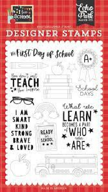 Echo Park Designer ACRYLIC STAMPS FIRST DAY OF SCHOOL STAMP SET