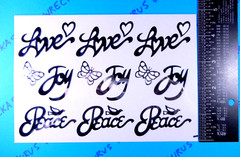 Peace Love Joy Silver Words Stickers Sheet