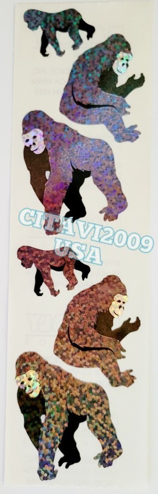 HAMBLY STUDIOS STICKERS PRISMATIC / GLITTER * GORILLAS * PRIMATE RARE VINTAGE