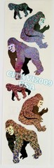 HAMBLY STUDIOS STICKERS PRISMATIC / GLITTER * GORILLAS * PRIMATE RARE VINTAGE