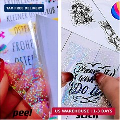 Bleidruck 25 Sheets Sand Stars Holographic Sticker Paper A4 Size Glitter Clear H