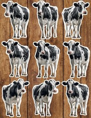 Cow Die Cut Vinyl Stickers Set Scrapbooking Laptop Water Bottle
