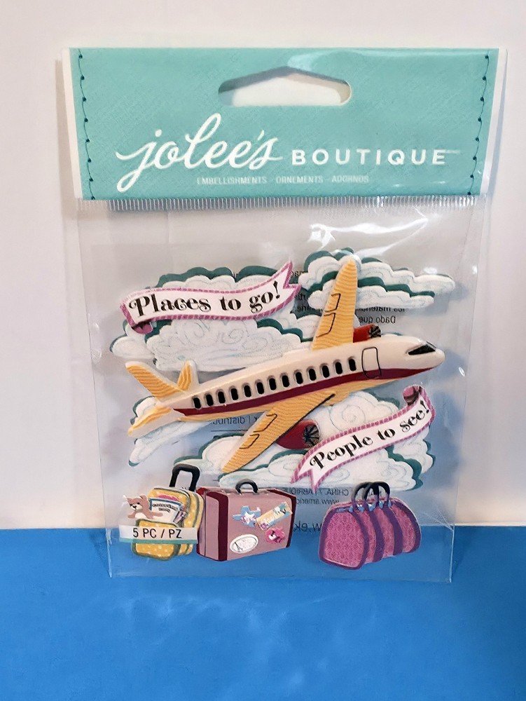 FREE SHIP! Jolee’s AIRPLANE Scrapbook Dimensional Stickers TRAVEL VACATION FLY