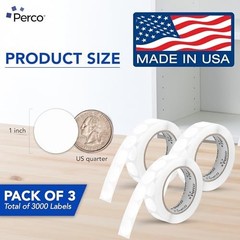 1-Inch Round Dot Sticker Labels – 3 Rolls, 3,000 Total – Permanent Adhesive, Vib