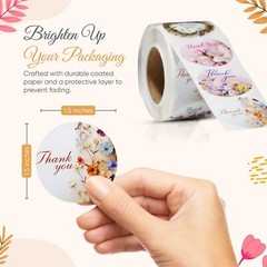 500 Pcs Floral Thank You Stickers, 1.5 Inch Thank You Stickers for Small Busi…