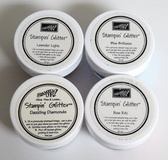 4 Retired Stampin’ Up Glitter Jars ~ Dazzling Diamonds Rose Ritz Lavender Lights