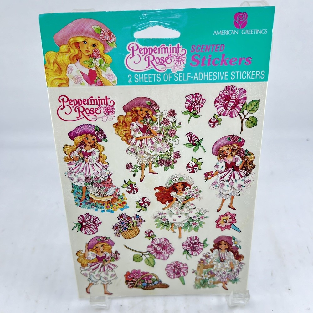 American Greetings Forget Me Not 1992 Peppermint Rose Scented Stickers NOS