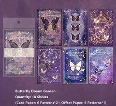 18pc Purple Butterfly Bronzing Scrapbook Paper- DIY Crafts & Cards- 6x4inch