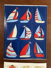 Vintage 80’s Gibson Greetings GGI Brand 4 X STICKERS SHEET Boats Holidays RARE
