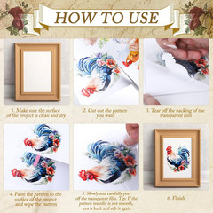Flower Rub on Transfers for Crafts – 8 Sheets Vintage Floral Furniture Decals Bu