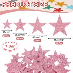 Star Foam Stickers, 70Pcs EVA Self Adhesive Glitters, Pink