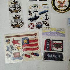 US NAVY Scrapbook Stickers Lot USN Patriotic USA Window Flags Military