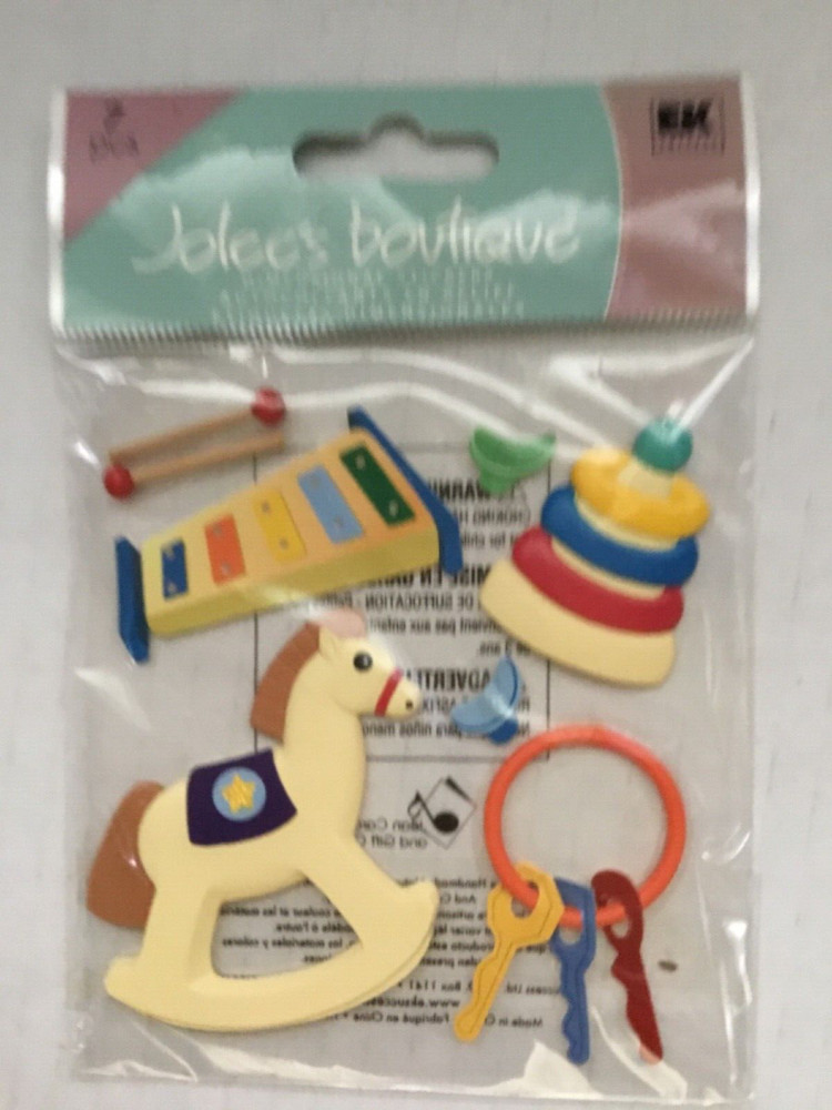 RARE Jolee’s Boutique BABY TOYS Rocking Horse Xylophone Keys Scrapbook Stickers