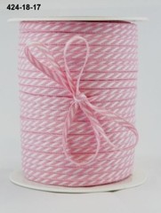 MAY ARTS RIBBONS~SOLID DIAGONAL STRIPE~PINK & WHITE~1/8TH INCH WIDE X 3 YARDS!