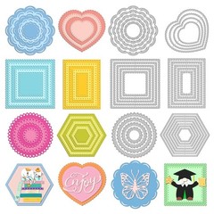 6 Styles Metal Die Cuts for Card Making – Rectangle, Heart, Circle Stencils for
