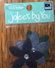 Lot #4 – 3 Jolees Mini Flowers Red White Blue Brown Scrapbook Felt Embellishment