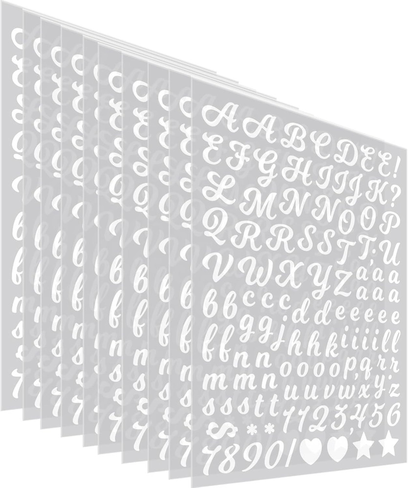 10 Sheets 0.5 Inch Vinyl Letter Stickers, 1180 Mini Alphabet and Number Labels f