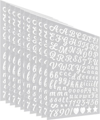 10 Sheets 0.5 Inch Vinyl Letter Stickers, 1180 Mini Alphabet and Number Labels f
