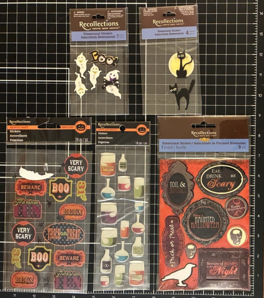 Recollections Halloween Sticker LOT Ghosts, Poison Bottles, Black Cats, Labels