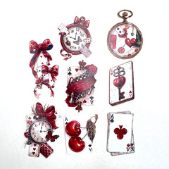 Playing Card Red Black Cardstock Stickers Scrapbook Junk Journaling Collage