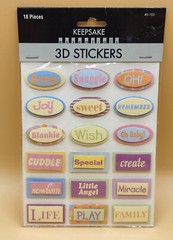 Keepsake Essentials 3D WORD Stickers, Cuddle, Play, Grow, Snuggle, BRAND NEW
