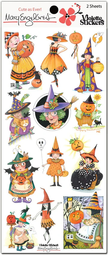 Mary Engelbreit Stickers 2 Sheets Mary’s Scary Witches Halloween Pumpkins Bats