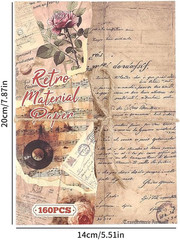 160 Sheets of Retro Manuscript Scrapbook Paper, Journaling Scrapbook Supplies Cr