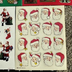 Vintage Sticker Lot Christmas Santa 6 Sheets AGC, Gibson, Hallmark, etc lot 2